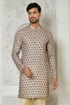 Shop_Arihant Rai Sinha_Grey Cotton Silk Printed Floral Kurta_Online_at_Aza_Fashions