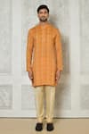 Arihant Rai Sinha_Orange Cotton Silk Printed Geometric Kurta _Online_at_Aza_Fashions