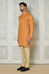 Buy_Arihant Rai Sinha_Orange Cotton Silk Printed Geometric Kurta _Online_at_Aza_Fashions