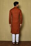 Shop_Arihant Rai Sinha_Orange Jacquard Silk Woven Stripe Full Sleeve Pattern Kurta For Men_at_Aza_Fashions