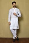 Buy_Arihant Rai Sinha_White Cotton Chikankari Plain Full Sleeve Placement Kurta _at_Aza_Fashions