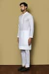 Shop_Arihant Rai Sinha_White Cotton Chikankari Plain Full Sleeve Placement Kurta _Online_at_Aza_Fashions