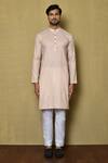 Buy_Arihant Rai Sinha_Orange Cotton Stripe Full Sleeve Vertical Pattern Kurta For Men_Online_at_Aza_Fashions