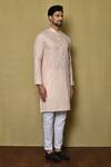 Shop_Arihant Rai Sinha_Orange Cotton Stripe Full Sleeve Vertical Pattern Kurta For Men_Online_at_Aza_Fashions