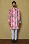 Buy_Arihant Rai Sinha_Red Cotton, Silk Abstract Print Kurta_Online_at_Aza_Fashions