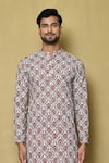 Buy_Arihant Rai Sinha_Multi Color Georgette Printed And Embroidered Floral Vintage & Thread Kurta _Online_at_Aza_Fashions