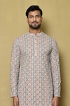 Buy_Arihant Rai Sinha_Multi Color Georgette Printed And Embroidered Floral Checkered & Short Kurta _Online_at_Aza_Fashions