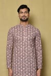 Buy_Arihant Rai Sinha_Multi Color Georgette Printed And Embroidered Floral & Thread Short Kurta _Online_at_Aza_Fashions