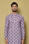 Buy_Arihant Rai Sinha_Purple Georgette Printed And Embroidered Bloom & Thread Work Short Kurta _Online_at_Aza_Fashions