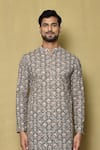 Buy_Arihant Rai Sinha_Multi Color Georgette Printed And Embroidered Blossom & Thread Short Kurta _Online_at_Aza_Fashions