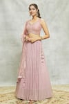 Shop_Alaya Advani_Pink Lehenga Georgette Embroidered Sequin Leaf Set _Online_at_Aza_Fashions