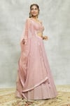 Alaya Advani_Pink Lehenga Georgette Embroidered Sequin Leaf Set_at_Aza_Fashions