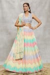 Buy_Alaya Advani_Multi Color Lehenga Chinnon Embroidered Sequin U Neck Blocked Set_at_Aza_Fashions