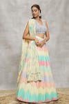 Buy_Alaya Advani_Multi Color Lehenga Chinnon Embroidered Sequin U Neck Blocked Set_Online_at_Aza_Fashions