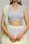 Shop_Alaya Advani_Multi Color Lehenga Chinnon Embroidered Sequin U Neck Blocked Set_Online_at_Aza_Fashions