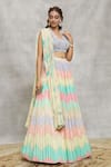 Buy_Alaya Advani_Multi Color Lehenga Chinnon Embroidered Sequin U Neck Blocked Set