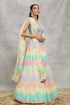 Shop_Alaya Advani_Multi Color Lehenga Chinnon Embroidered Sequin U Neck Blocked Set