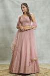 Alaya Advani_Pink Lehenga Georgette Embroidered Mirror Square Work Set_at_Aza_Fashions