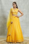 Buy_Alaya Advani_Yellow Lehenga Georgette Embroidered Mirror Leaf Sequin Embellished Set _Online_at_Aza_Fashions