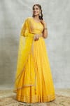 Alaya Advani_Yellow Lehenga Georgette Embroidered Mirror Leaf Sequin Embellished Set _at_Aza_Fashions