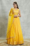 Buy_Alaya Advani_Yellow Lehenga Georgette Embroidered Mirror Leaf Sequin Embellished Set 