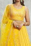 Shop_Alaya Advani_Yellow Lehenga Georgette Embroidered Mirror Leaf Sequin Embellished Set 