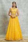 Buy_Alaya Advani_Yellow Lehenga Georgette Embroidered Mirror Leaf Sequin Embellished Set _Online