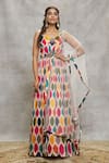 Alaya Advani_Multi Color Anarkali Chinnon Embroidered Sequin U Abstract Print With Dupatta _Online