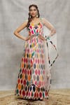 Buy_Alaya Advani_Multi Color Anarkali Chinnon Embroidered Sequin U Abstract Print With Dupatta _Online