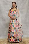 Shop_Alaya Advani_Multi Color Anarkali Chinnon Embroidered Sequin U Abstract Print With Dupatta _Online