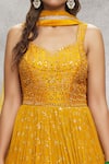 Shop_Alaya Advani_Yellow Anarkali Georgette Embroidered Sequin Leaf And Mirror With Dupatta 