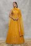 Alaya Advani_Yellow Anarkali Georgette Embroidered Sequin Leaf And Mirror With Dupatta _Online