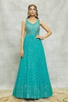 Alaya Advani_Blue Anarkali Georgette Embroidered Sequin And Mirror Embellished With Dupatta _Online_at_Aza_Fashions