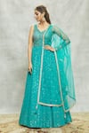 Buy_Alaya Advani_Blue Anarkali Georgette Embroidered Sequin And Mirror Embellished With Dupatta 