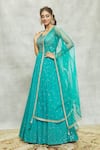 Shop_Alaya Advani_Blue Anarkali Georgette Embroidered Sequin And Mirror Embellished With Dupatta 