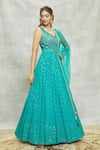 Alaya Advani_Blue Anarkali Georgette Embroidered Sequin And Mirror Embellished With Dupatta _Online