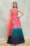 Buy_Alaya Advani_Peach Anarkali Georgette Embroidered Sequin Boat Mirror And With Dupatta _at_Aza_Fashions