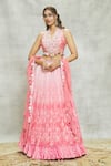 Buy_Alaya Advani_Peach Lehenga And Blouse Chinnon Embroidered Mirror V Neck Tassel Set _at_Aza_Fashions