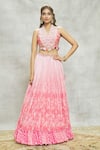 Alaya Advani_Peach Lehenga And Blouse Chinnon Embroidered Mirror V Neck Tassel Set _Online_at_Aza_Fashions