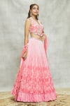 Buy_Alaya Advani_Peach Lehenga And Blouse Chinnon Embroidered Mirror V Neck Tassel Set 