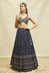 Alaya Advani_Blue Lehenga Georgette Embroidered Hand Leaf Embellished Set_at_Aza_Fashions