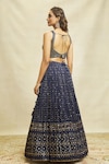 Alaya Advani_Blue Lehenga Georgette Embroidered Hand Leaf Embellished Set_Online_at_Aza_Fashions