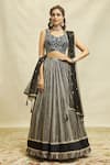 Buy_Alaya Advani_Black Lehenga Georgette Embroidered Hand Color Blocked Set _at_Aza_Fashions