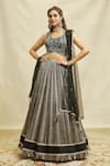 Shop_Alaya Advani_Black Lehenga Georgette Embroidered Hand Color Blocked Set 