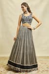 Buy_Alaya Advani_Black Lehenga Georgette Embroidered Hand Color Blocked Set _Online