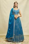 Buy_Alaya Advani_Blue Lehenga Georgette Embroidered Hand Leaf Sequin Scalloped Set_at_Aza_Fashions