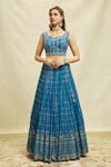 Buy_Alaya Advani_Blue Lehenga Georgette Embroidered Hand Leaf Sequin Scalloped Set_Online_at_Aza_Fashions