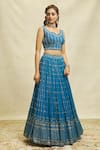 Shop_Alaya Advani_Blue Lehenga Georgette Embroidered Hand Leaf Sequin Scalloped Set_Online_at_Aza_Fashions