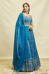 Shop_Alaya Advani_Blue Lehenga Georgette Embroidered Hand Leaf Sequin Scalloped Set