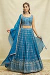 Buy_Alaya Advani_Blue Lehenga Georgette Embroidered Hand Leaf Sequin Scalloped Set_Online